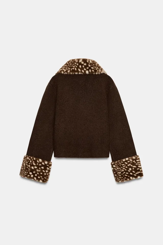 CARDIGAN WITH FAUX FUR TRIM – image 7