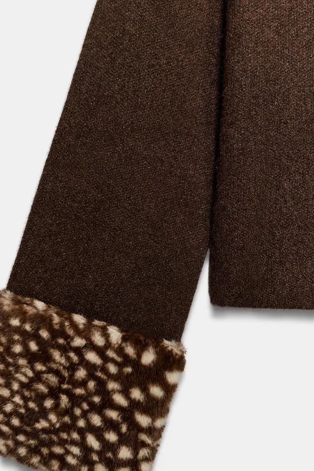 CARDIGAN WITH FAUX FUR TRIM – image 8