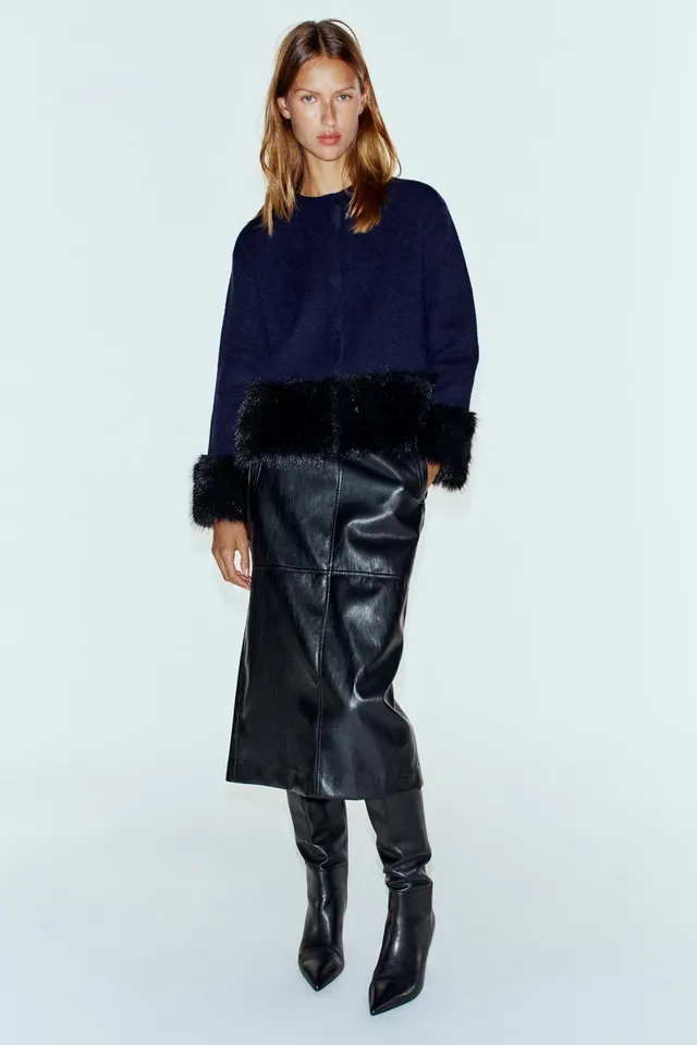 KNIT FAUX FUR COMBINED JACKET