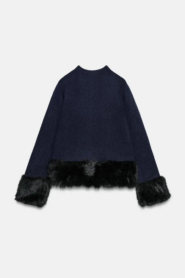 KNIT FAUX FUR COMBINED JACKET – image 7