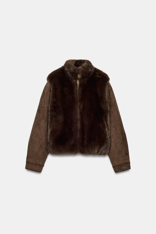 CONTRAST FAUX FUR JACKET – image 6