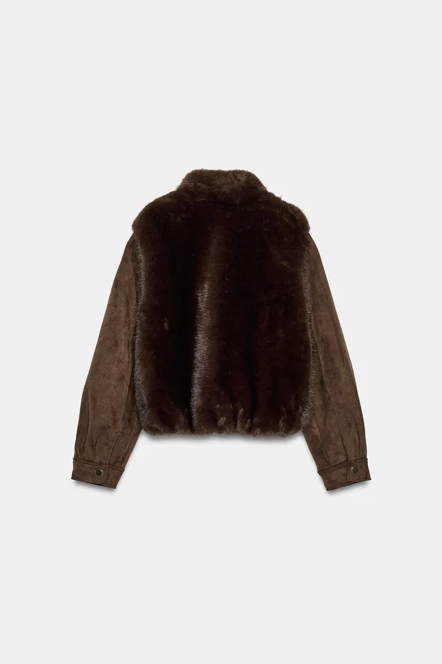 CONTRAST FAUX FUR JACKET – image 7