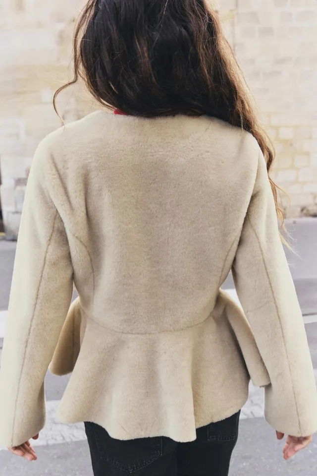 FAUX FUR PEPLUM JACKET – image 3
