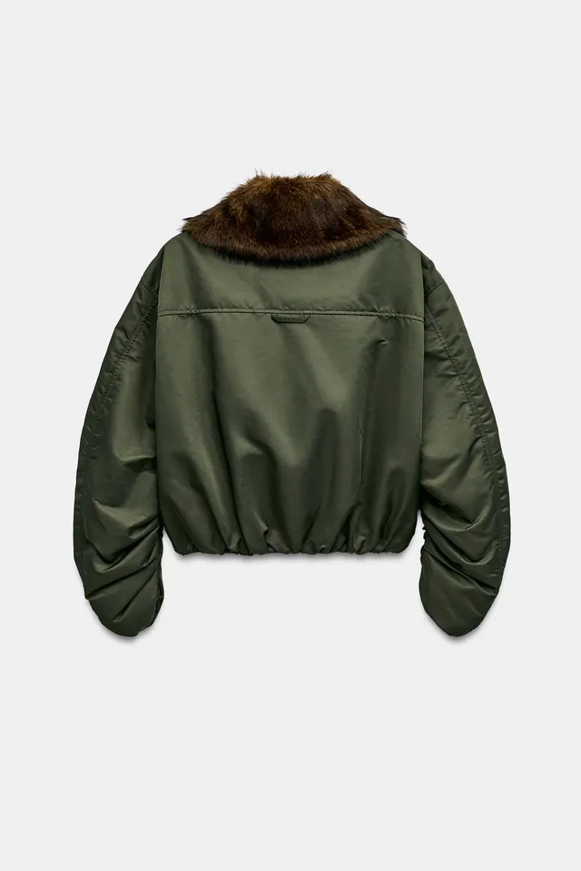 ZW COLLECTION NYLON BOMBER WITH FAUX FUR COLLAR – image 10