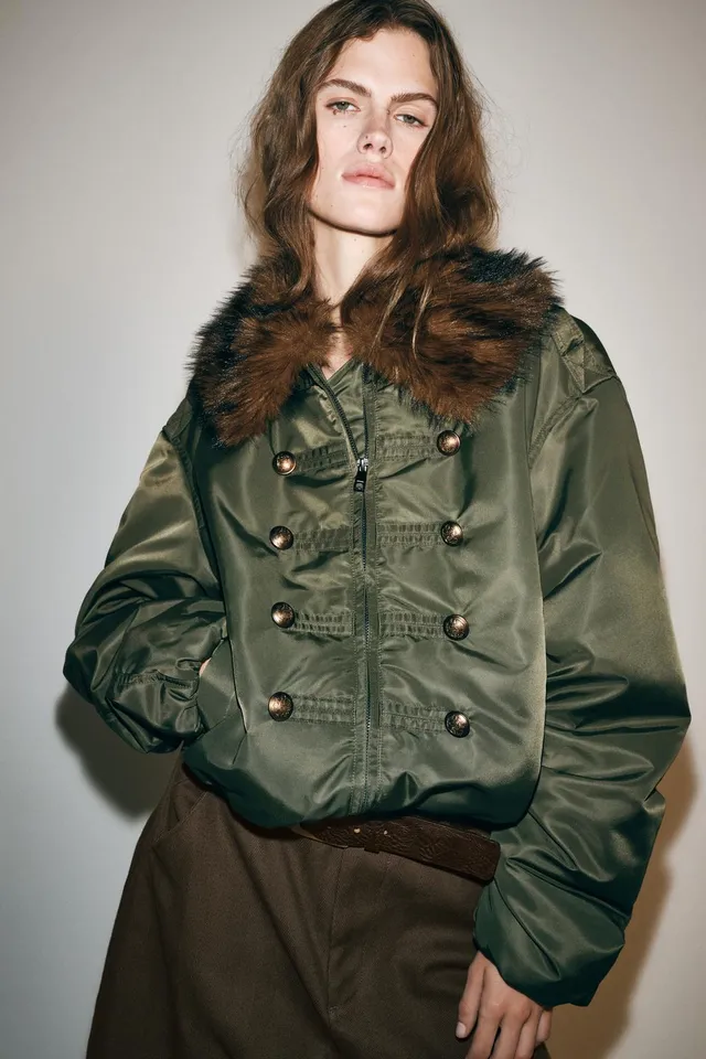 ZW COLLECTION NYLON BOMBER WITH FAUX FUR COLLAR – image 2