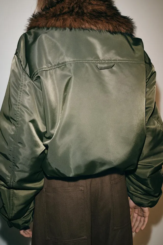 ZW COLLECTION NYLON BOMBER WITH FAUX FUR COLLAR – image 3