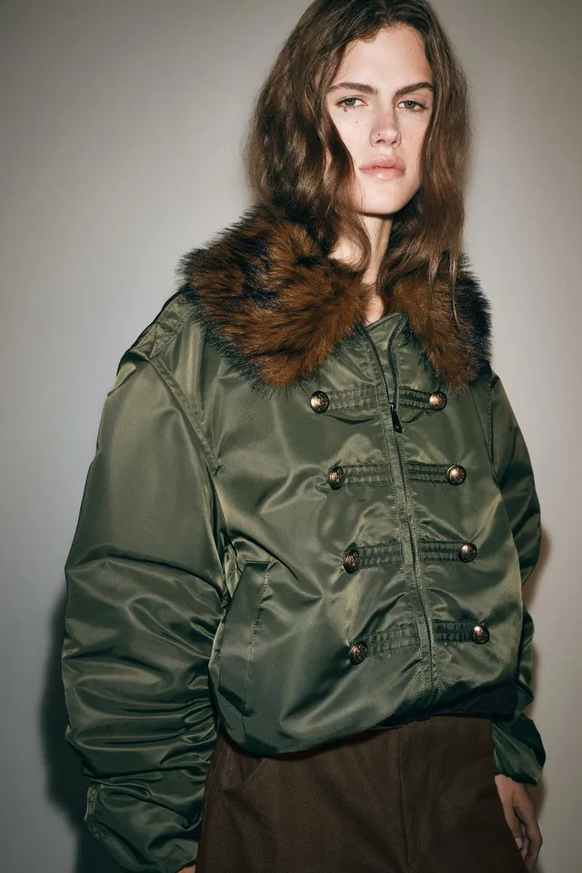 ZW COLLECTION NYLON BOMBER WITH FAUX FUR COLLAR – image 4