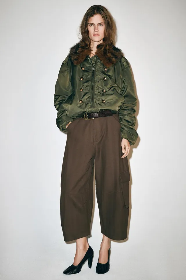 ZW COLLECTION NYLON BOMBER WITH FAUX FUR COLLAR – image 5