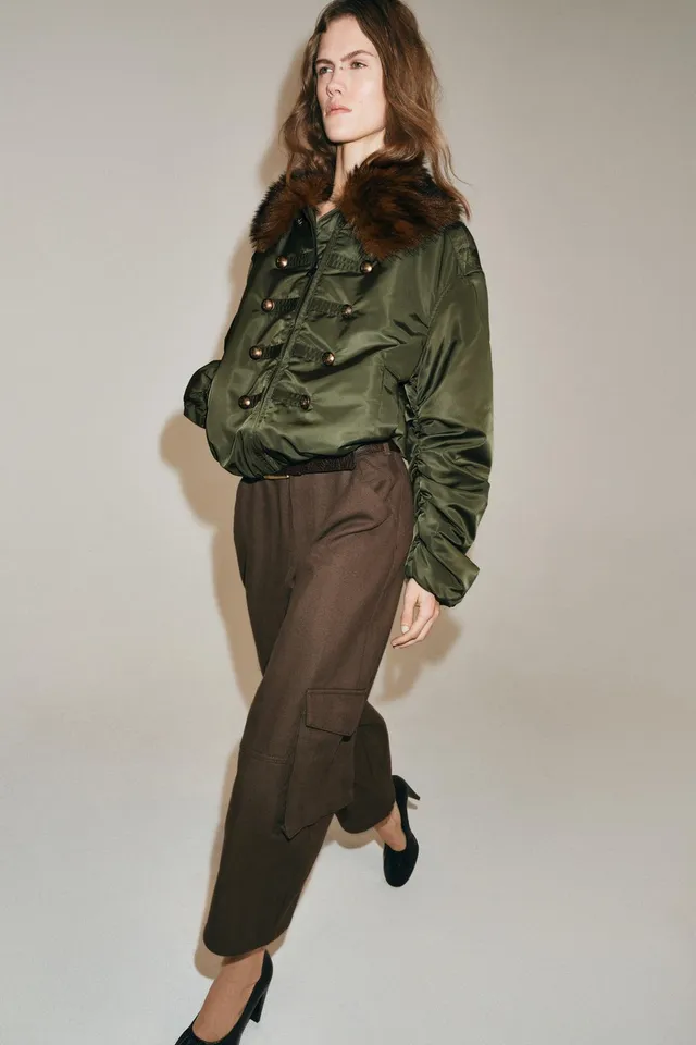 ZW COLLECTION NYLON BOMBER WITH FAUX FUR COLLAR – image 6