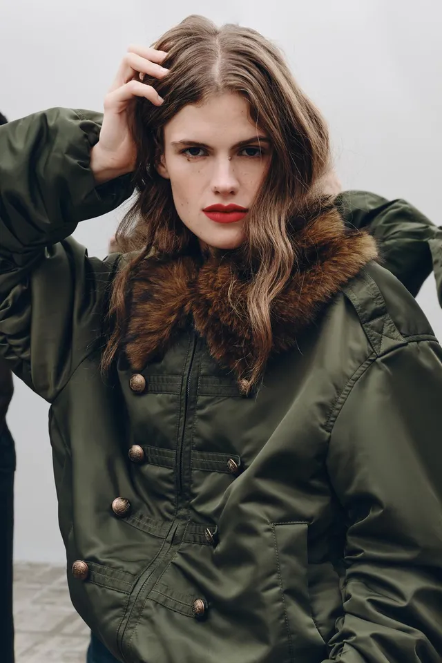 ZW COLLECTION NYLON BOMBER WITH FAUX FUR COLLAR – image 8