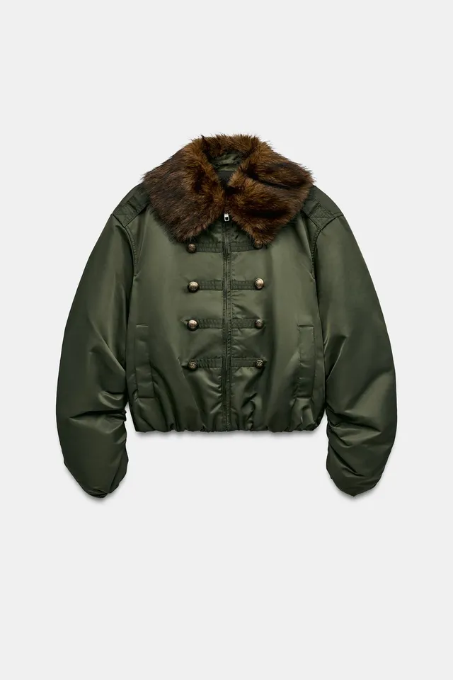 ZW COLLECTION NYLON BOMBER WITH FAUX FUR COLLAR – image 9