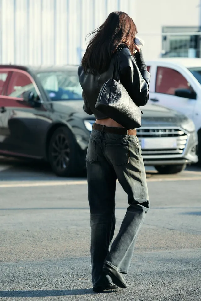 LEATHER EFFECT JACKET WITH CONTRAST COLLAR – image 4