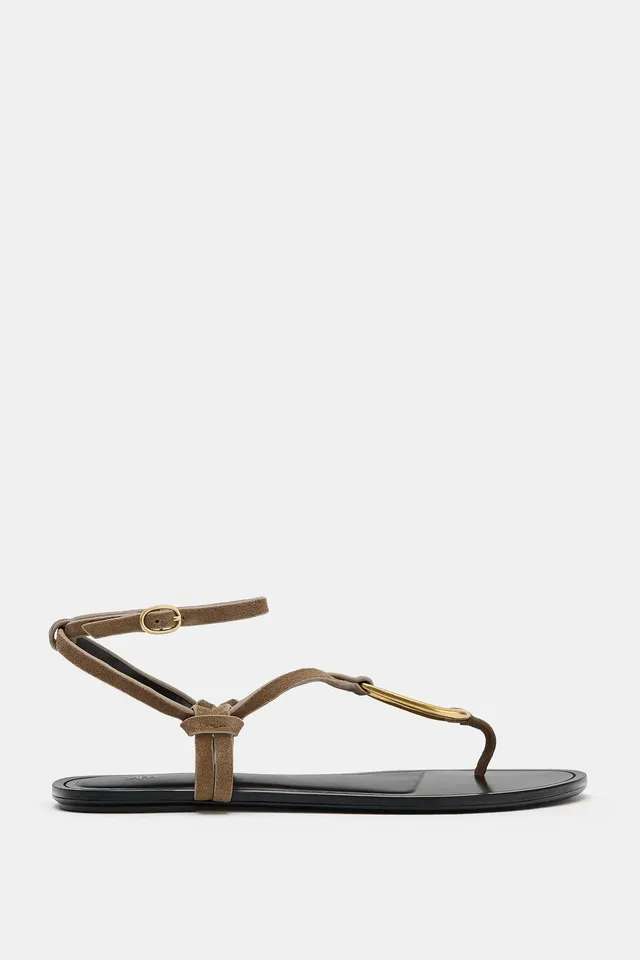 LEATHER SANDALS WITH METAL DETAIL – image 3