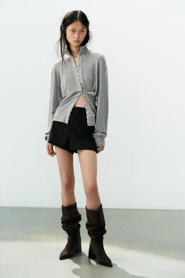 RUCHED SPLIT SUEDE BOOTS