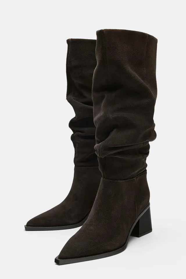 RUCHED SPLIT SUEDE BOOTS – image 4