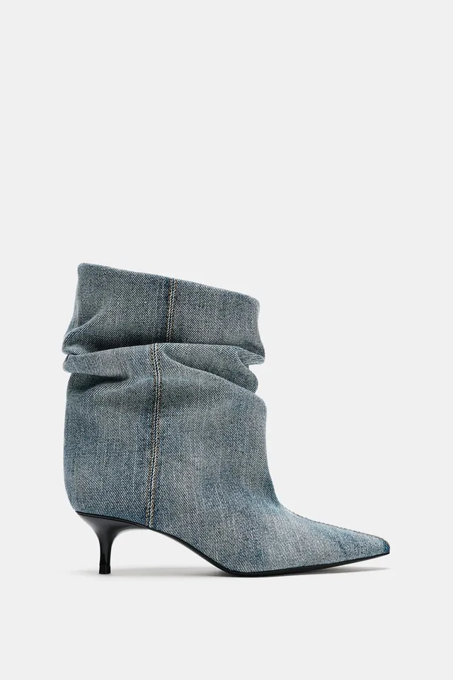 RUCHED KITTEN HEEL ANKLE BOOTS – image 3