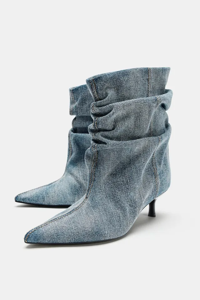 RUCHED KITTEN HEEL ANKLE BOOTS – image 4
