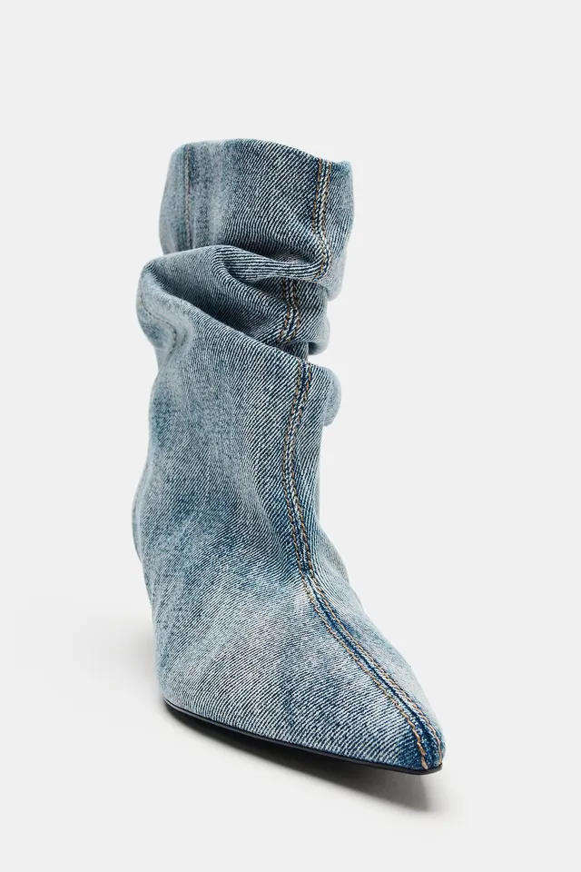 RUCHED KITTEN HEEL ANKLE BOOTS – image 5