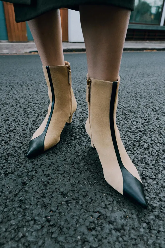 COMBINED LEATHER HEELED ANKLE BOOTS – image 3