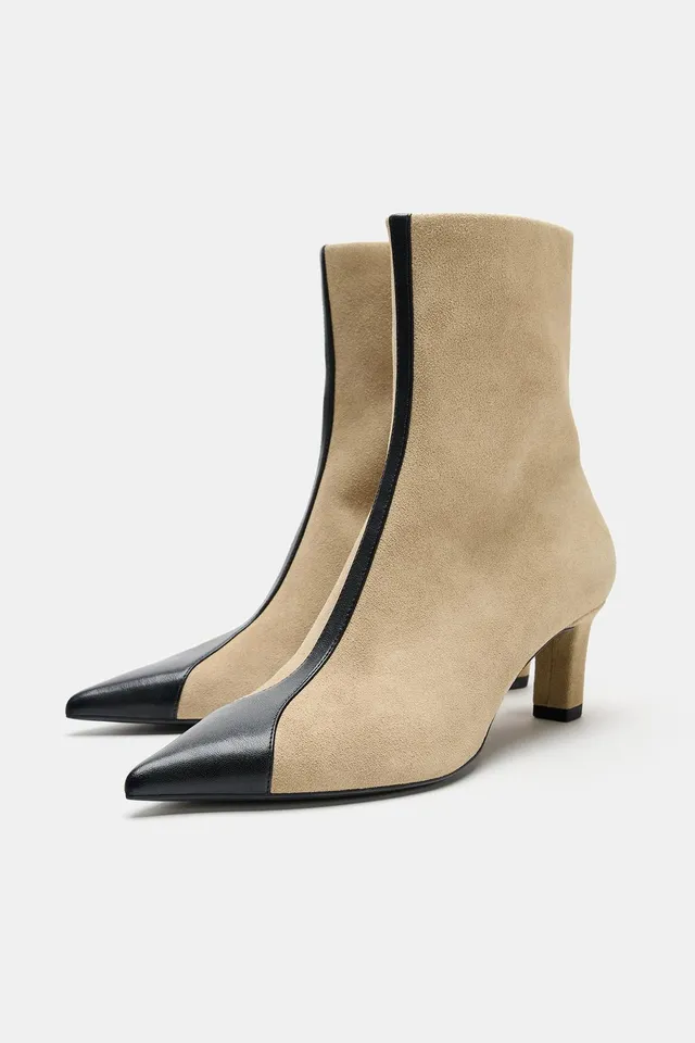 COMBINED LEATHER HEELED ANKLE BOOTS – image 5