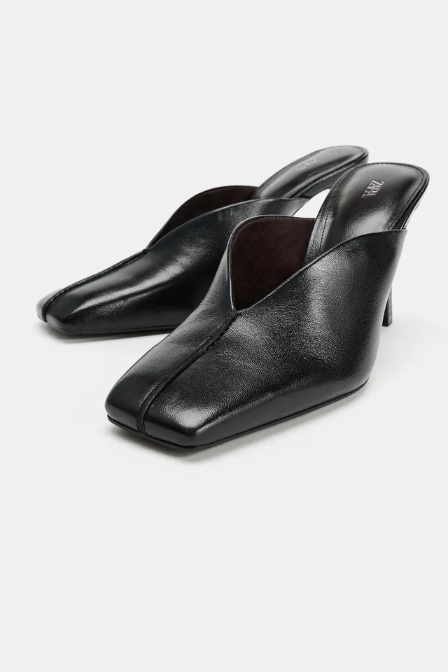 LEATHER MULE HEELED SHOES – image 3