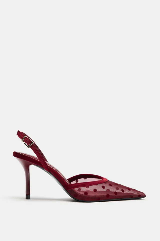 MESH DOTS HEELED SHOES