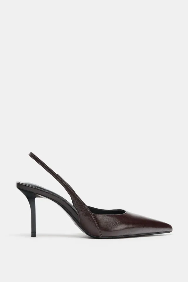 LEATHER SLINGBACK HEELED SHOES – image 4
