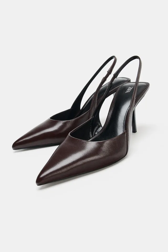 LEATHER SLINGBACK HEELED SHOES – image 5