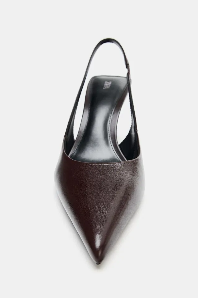 LEATHER SLINGBACK HEELED SHOES – image 6