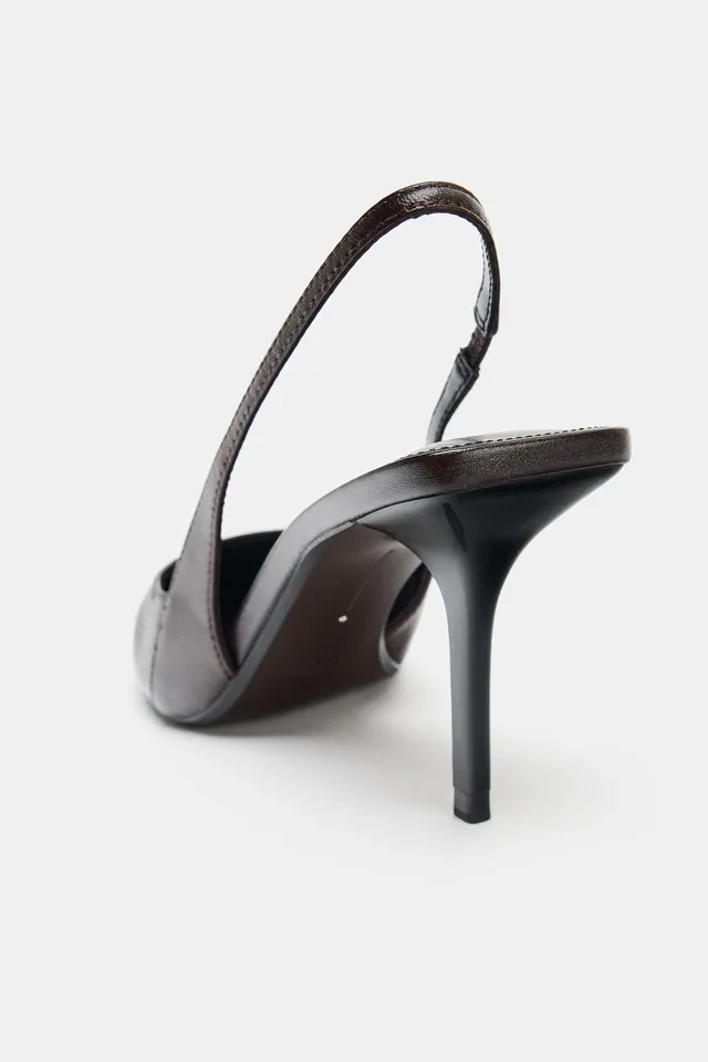 LEATHER SLINGBACK HEELED SHOES – image 7