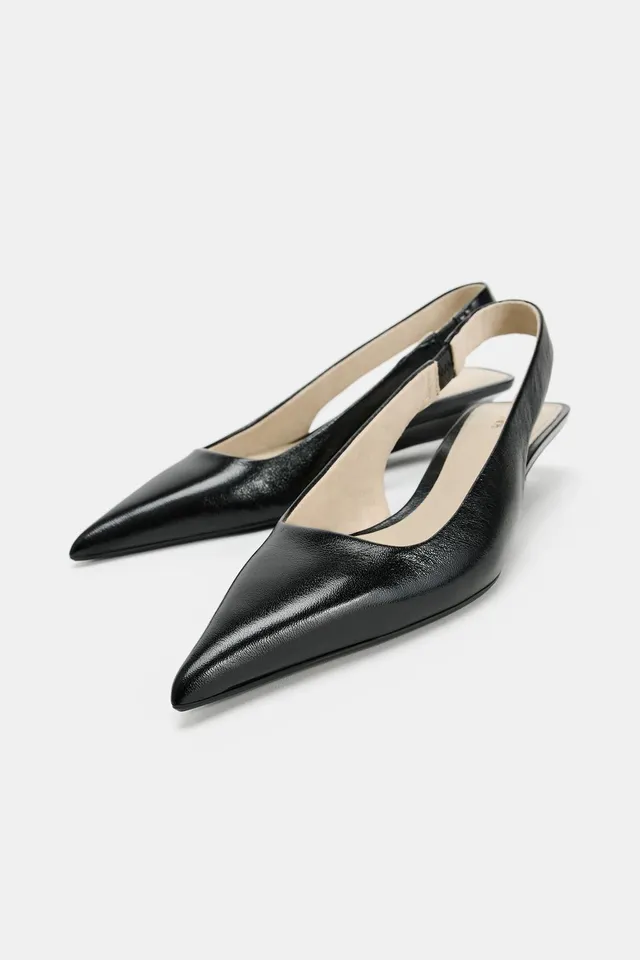 LEATHER SLINGBACK MINI WEDGE SHOES – image 4