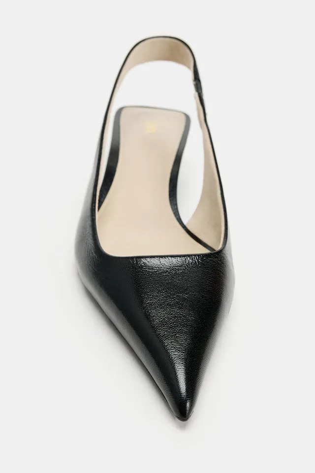 LEATHER SLINGBACK MINI WEDGE SHOES – image 5
