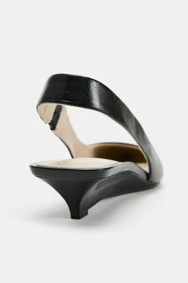 LEATHER SLINGBACK MINI WEDGE SHOES – image 6