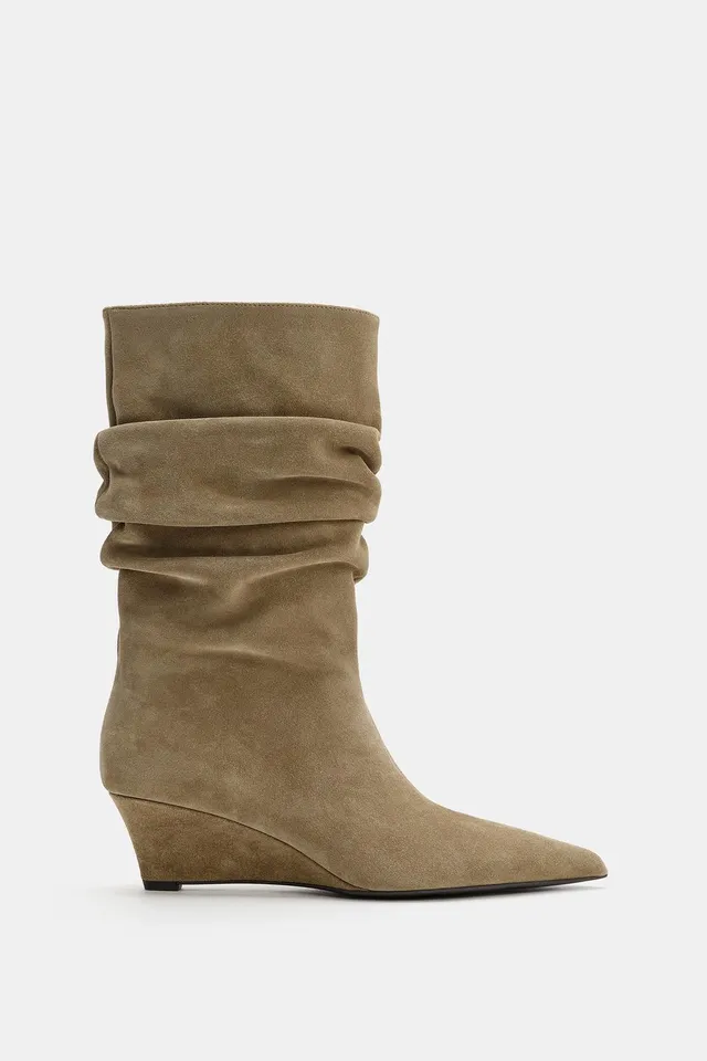 SPLIT SUEDE WEDGE ANKLE BOOTS – image 2
