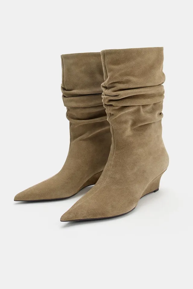 SPLIT SUEDE WEDGE ANKLE BOOTS – image 3
