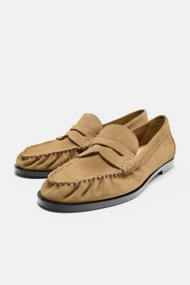 SPLIT SUEDE GATHERED LOAFERS – image 4