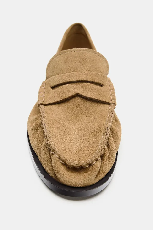 SPLIT SUEDE GATHERED LOAFERS – image 5