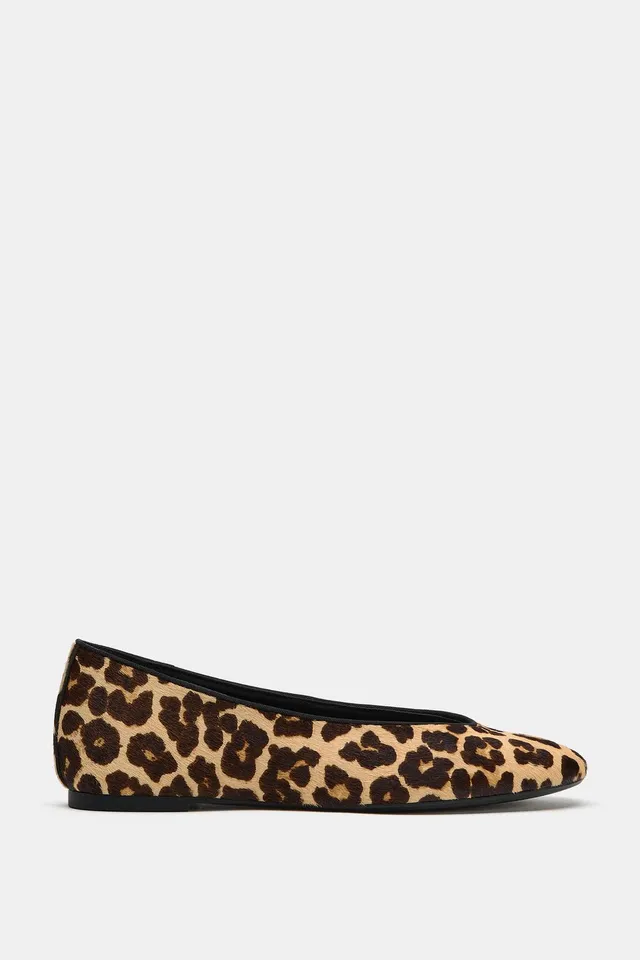 TEXTURED LEATHER PRINT BALLET FLATS – image 3