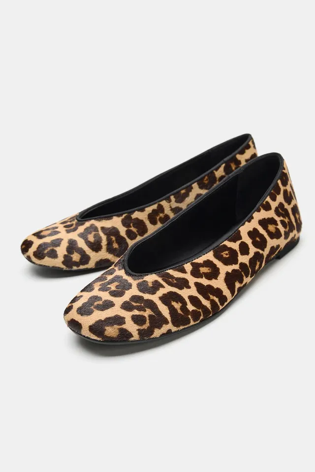 TEXTURED LEATHER PRINT BALLET FLATS – image 4