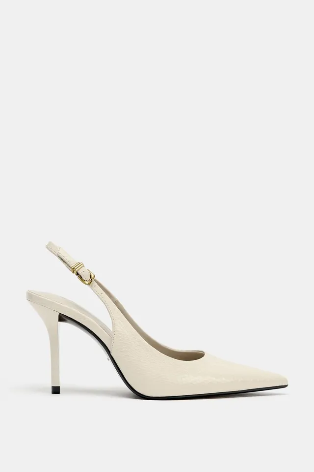 EMBOSSED HEELED SLINGBACK SHOES – image 3