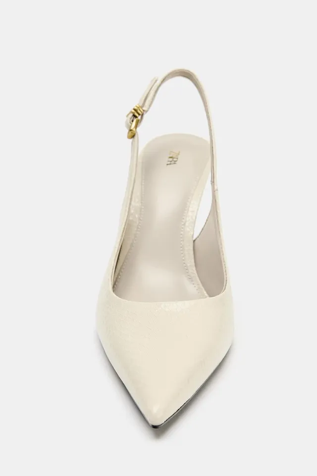 EMBOSSED HEELED SLINGBACK SHOES – image 5