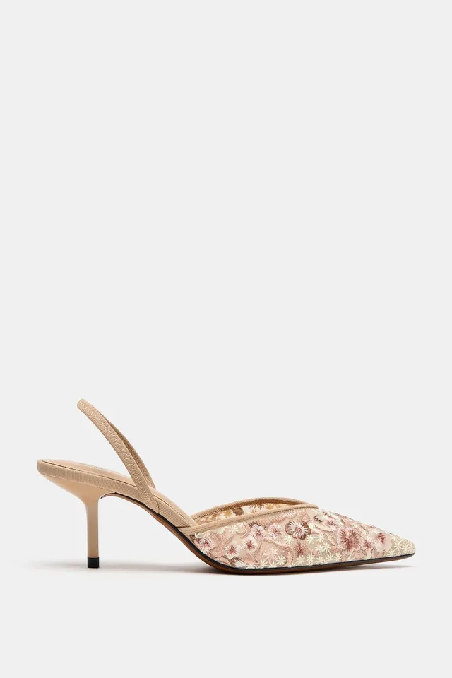 EMBROIDERED MESH HEELED SHOES – image 4