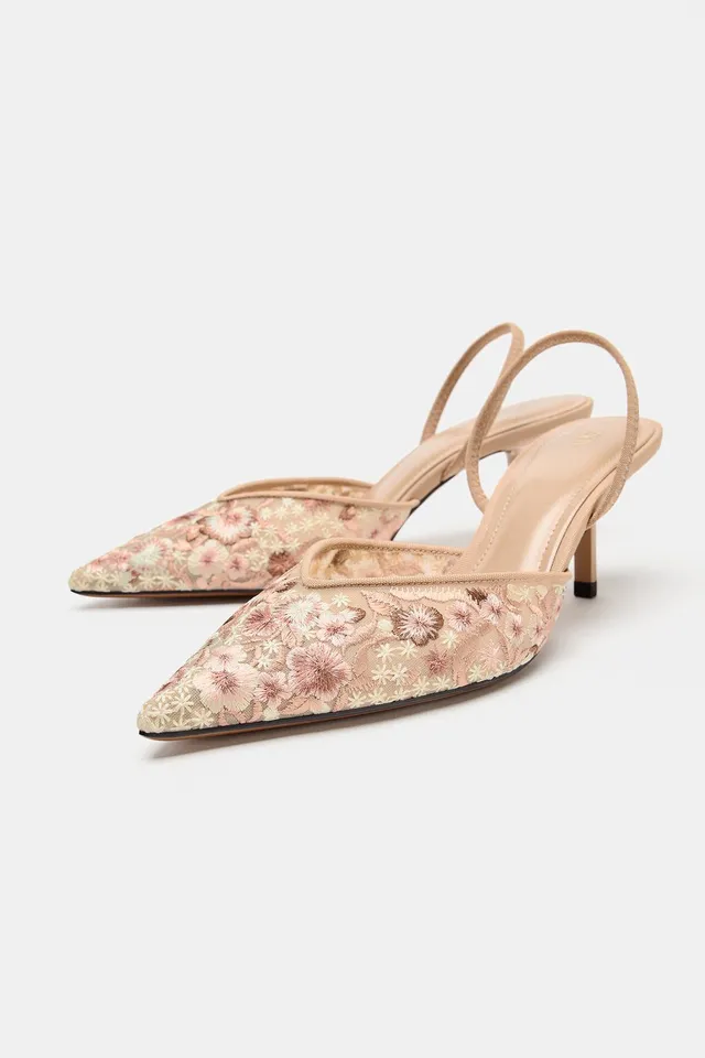 EMBROIDERED MESH HEELED SHOES – image 5