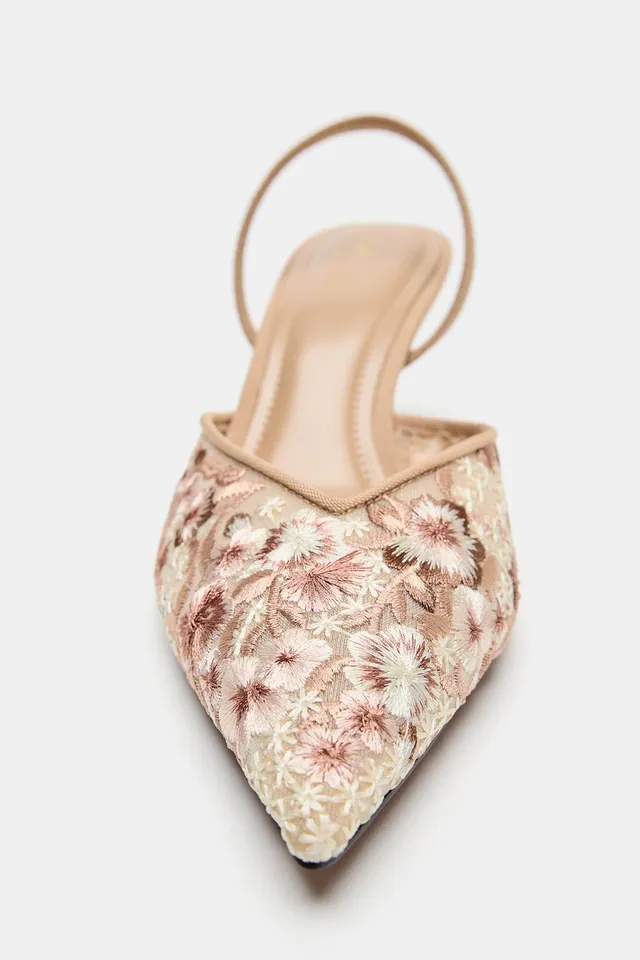 EMBROIDERED MESH HEELED SHOES – image 6