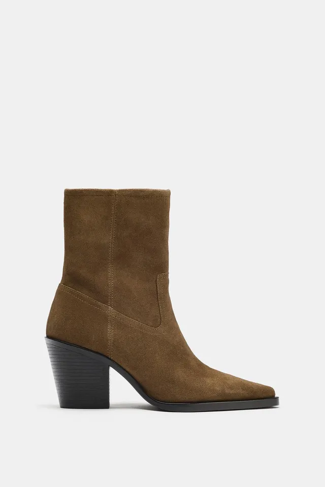 SPLIT SUEDE BLOCK-HEEL ANKLE BOOTS – image 2
