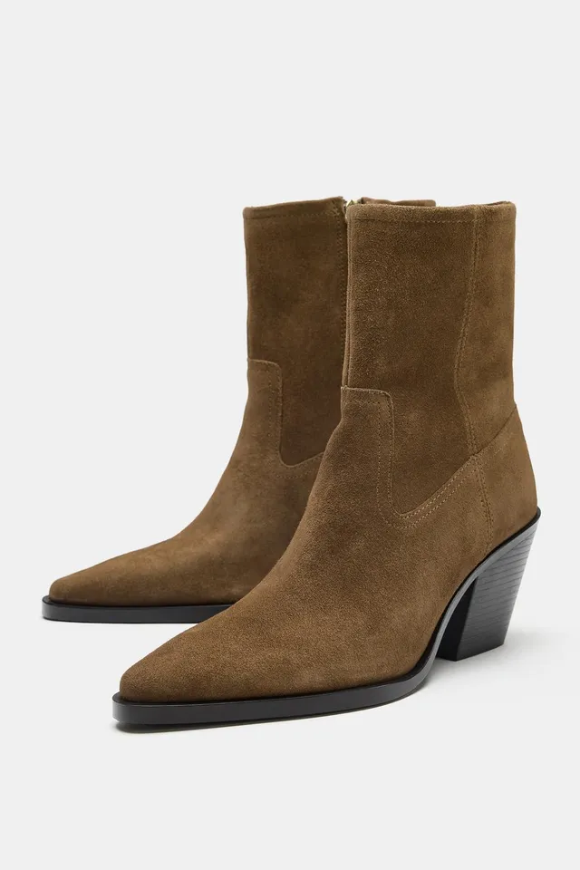 SPLIT SUEDE BLOCK-HEEL ANKLE BOOTS – image 3