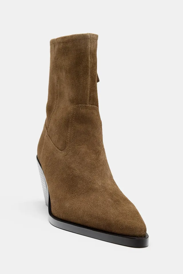 SPLIT SUEDE BLOCK-HEEL ANKLE BOOTS – image 4