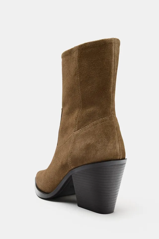 SPLIT SUEDE BLOCK-HEEL ANKLE BOOTS – image 5