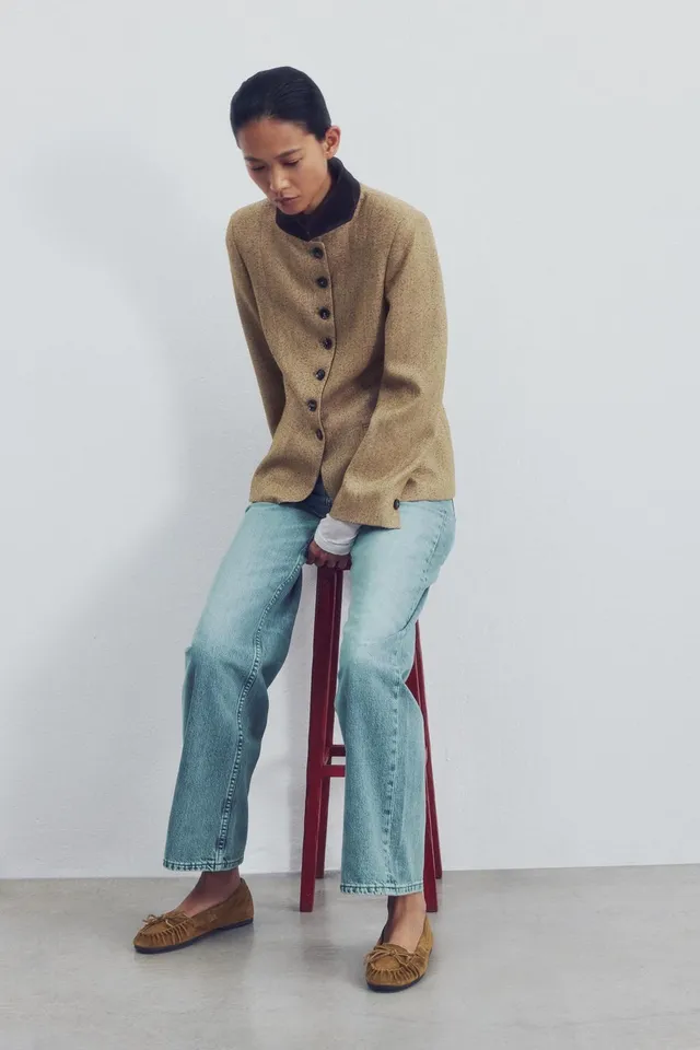 SPLIT SUEDE BOW LOAFERS