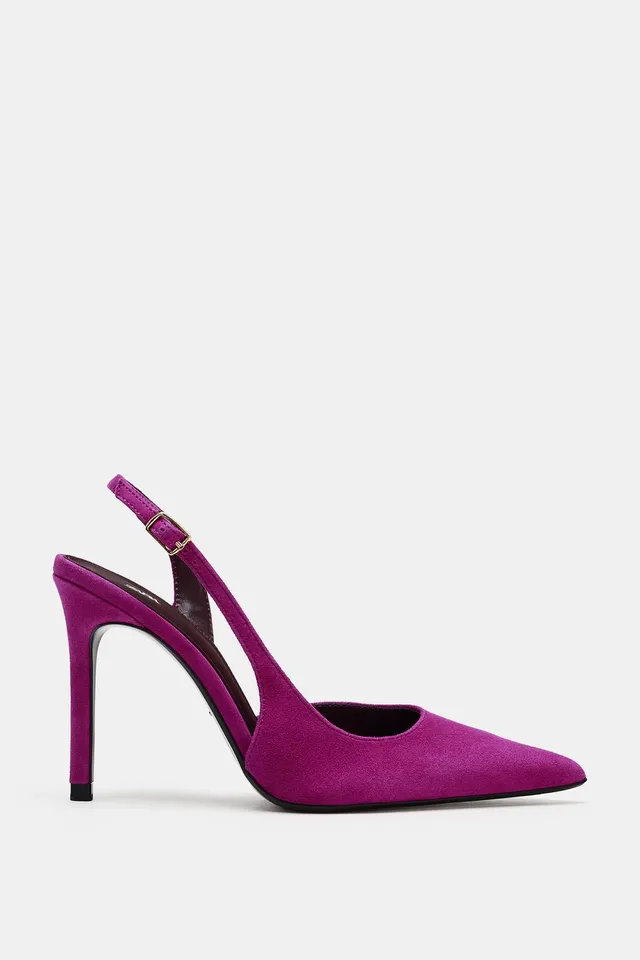SUEDE SLINGBACK HIGH-HEEL SHOES – image 5